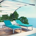 thumbnail image 1 of Modway Shore 3 Piece Outdoor Patio Aluminum Chaise with Cushions in Silver Turquoise, 1 of 8