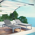 thumbnail image 1 of Modway Shore 3 Piece Outdoor Patio Aluminum Chaise with Cushions in Silver Gray, 1 of 8
