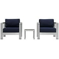 thumbnail image 1 of Modway Shore 3 Piece Outdoor Patio Aluminum Set in Silver Navy, 1 of 7