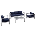 thumbnail image 1 of Modway Shore 4-Piece Aluminum & Fabric Outdoor Patio Set in Silver/Navy, 1 of 17