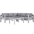thumbnail image 1 of Shore 4 Piece Outdoor Patio Aluminum Sectional Sofa Set Silver Gray EEI-2559-SLV-GRY, 1 of 7