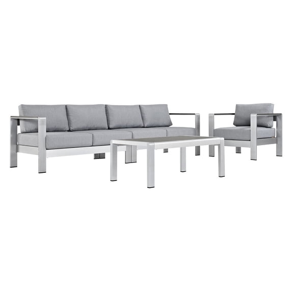 Modway Shore Outdoor Patio Aluminum 4 Piece Sectional Seating Group with Cushion