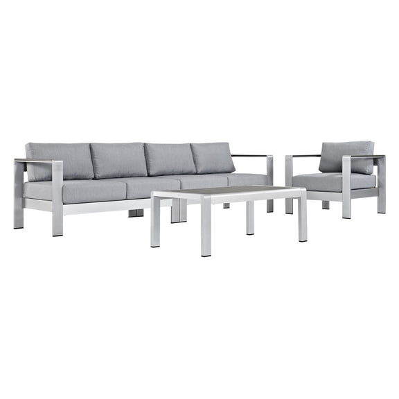 Modway Shore Outdoor Patio Aluminum 4 Piece Sectional Seating Group with Cushion