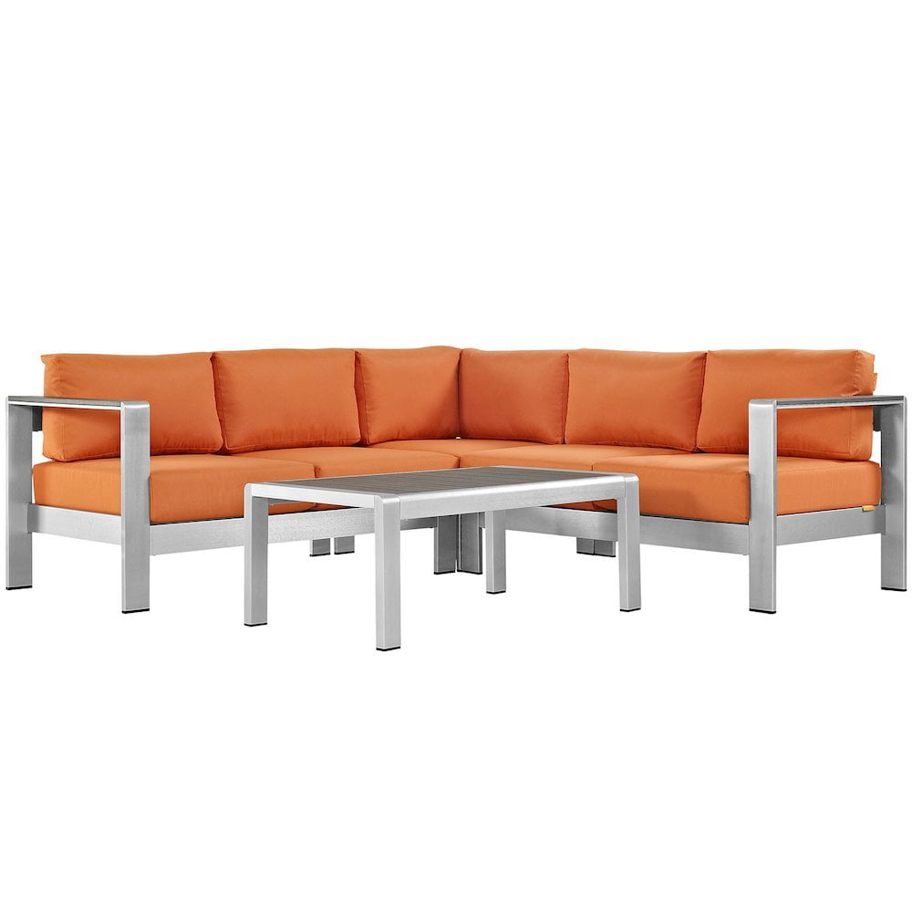Shore 4 Piece Outdoor Patio Aluminum Sectional Sofa Set-EEI-2559