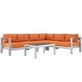 thumbnail image 1 of Shore 5 Piece Outdoor Patio Aluminum Sectional Sofa Set - Silver Orange, 1 of 7