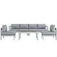 thumbnail image 1 of Modway Shore 5 Piece Outdoor Patio Aluminum Sectional Sofa Set in Silver Gray, 1 of 7