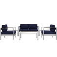 thumbnail image 1 of Modway Shore 6 Piece Outdoor Patio Aluminum Sectional Sofa Set in Silver Navy, 1 of 6