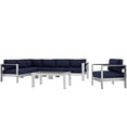 thumbnail image 1 of Modway Shore 6 Piece Outdoor Patio Aluminum Sectional Sofa Set, 1 of 8