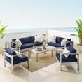 thumbnail image 1 of Modway Shore Sunbrella® Fabric Outdoor Patio Aluminum 7 Piece Set in Silver Navy, 1 of 10