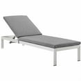 thumbnail image 1 of Modway Shore Outdoor Patio Aluminum Chaise with Cushions in Silver Gray, 1 of 4