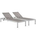 thumbnail image 1 of Modway Shore Chaise Outdoor Patio Aluminum Set of 2 in Silver Gray, 1 of 5