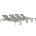 thumbnail image 1 of Modway Shore Chaise Outdoor Patio Aluminum Set of 4 in Silver Gray, 1 of 5