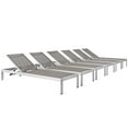 thumbnail image 1 of Modway Shore Chaise Outdoor Patio Aluminum Set of 6 in Silver Gray, 1 of 5