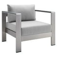 thumbnail image 1 of Modway Shore Fabric Aluminum Outdoor Patio Armchair in Silver Gray, 1 of 6