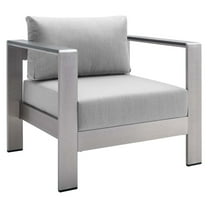 Modway Shore Fabric Aluminum Outdoor Patio Armchair in Silver Gray