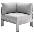 thumbnail image 1 of Modway Shore Sunbrella® Fabric Aluminum Outdoor Patio Corner Sofa in Silver Gray, 1 of 6