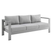 Modway Shore Sunbrella® Fabric Aluminum Outdoor Patio Sofa in Silver Gray