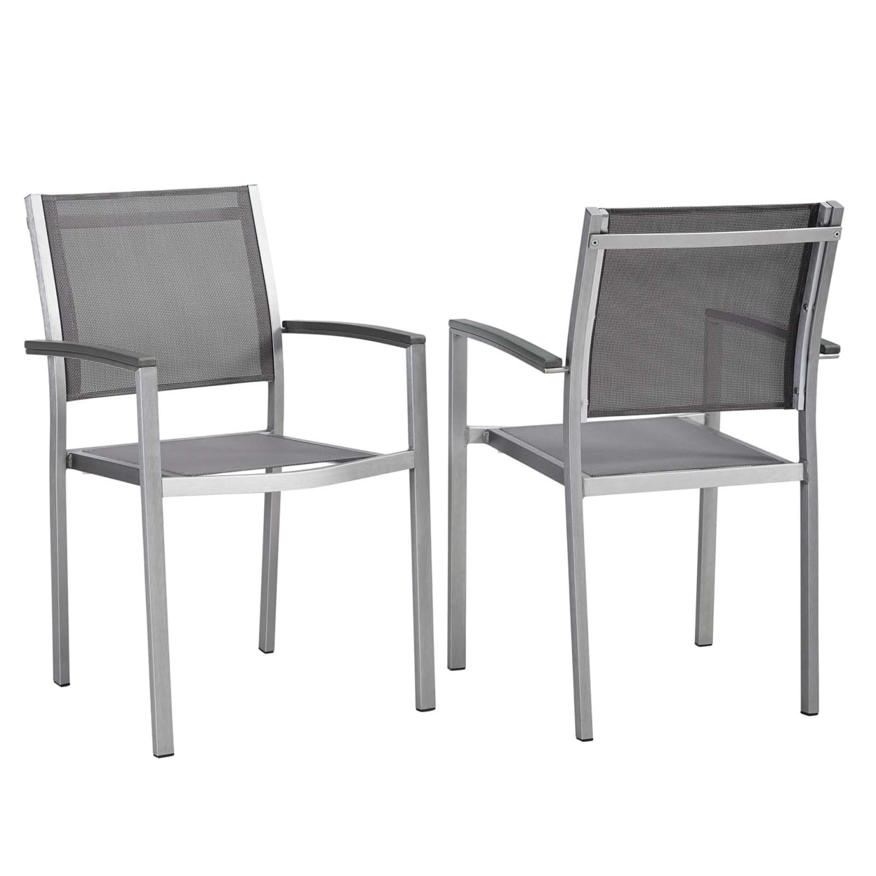 Shore 22" Silver Gray Aluminum Patio Dining Chair Set