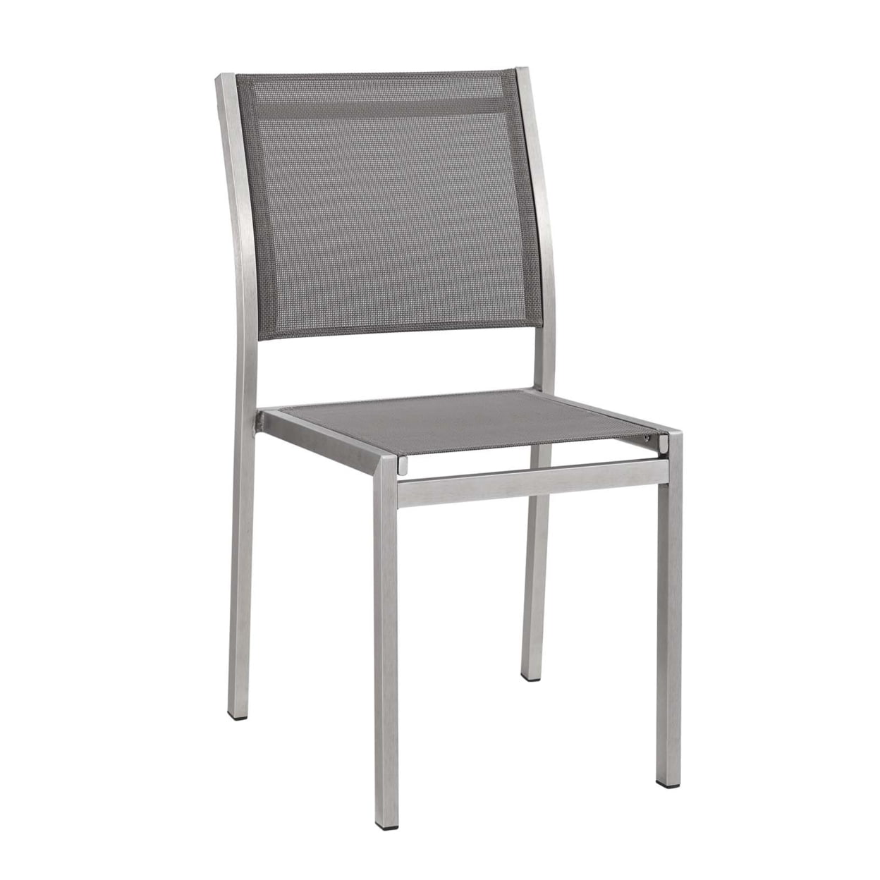 Silver Gray Aluminum Mesh Outdoor Dining Chair