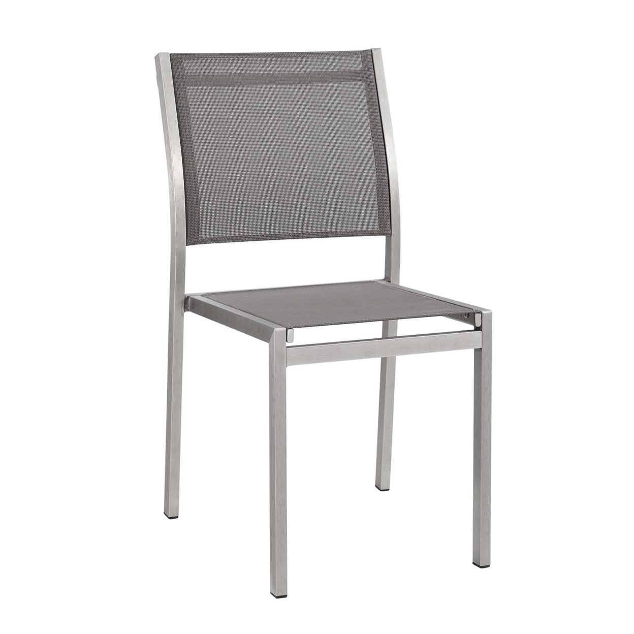 Modway Shore Fabric and Aluminum Outdoor Patio Dining Side Chair in Silver/Gray - image 1 of 4