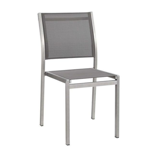 Modway Shore Fabric and Aluminum Outdoor Patio Dining Side Chair in Silver/Gray