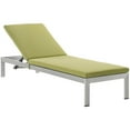 thumbnail image 1 of Modway Shore Outdoor Patio Aluminum Chaise with Cushions in Silver Peridot, 1 of 6