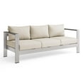 thumbnail image 1 of Modway Shore Outdoor Patio Aluminum and Fabric Sofa in Silver/Beige, 1 of 11