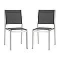 thumbnail image 1 of Modway Shore Side Chair Outdoor Patio Aluminum Set of 2 in Silver Black, 1 of 5