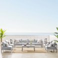 thumbnail image 1 of Modway Shore Sunbrella® Fabric Outdoor Patio Aluminum 9 Piece Sectional Sofa Set in Silver Gray, 1 of 10