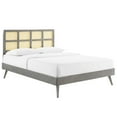 thumbnail image 1 of Modway Sidney Cane Rattan and Wood Full Platform Bed with Splayed Legs in Gray, 1 of 9
