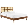 thumbnail image 1 of Modway Sidney Cane Rattan and Wood Full Platform Bed with Splayed Legs in Walnut, 1 of 9