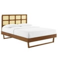 thumbnail image 1 of Modway Sidney Cane Rattan and Wood King Platform Bed with Angular Legs in Walnut, 1 of 7
