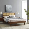 thumbnail image 1 of Modway Sidney Cane Rattan and Wood Queen Platform Bed with Angular Legs - Walnut, 1 of 9
