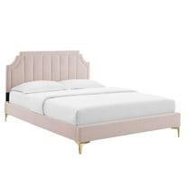 Modway Sienna Performance Velvet Twin Platform Bed in Pink