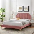 thumbnail image 1 of Modway Sienna Performance Velvet Full Platform Bed in Dusty Rose, 1 of 10