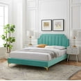 thumbnail image 1 of Modway Sienna Performance Velvet Full Platform Bed in Mint, 1 of 10