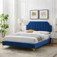 thumbnail image 1 of Modway Sienna Performance Velvet Full Platform Bed in Navy, 1 of 10