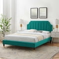 thumbnail image 1 of Modway Sienna Performance Velvet Full Platform Bed in Teal, 1 of 10