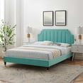 thumbnail image 1 of Modway Sienna Performance Velvet King Platform Bed in Mint, 1 of 10