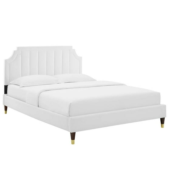 Modway Sienna Performance Velvet King Platform Bed in White Finish
