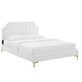 thumbnail image 1 of Modway Sienna Performance Velvet King Platform Bed in White, 1 of 10