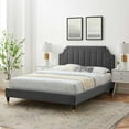 thumbnail image 1 of Modway Sienna Performance Velvet Queen Platform Bed in Charcoal, 1 of 10
