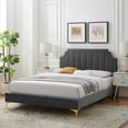 thumbnail image 1 of Modway Sienna Performance Velvet Queen Platform Bed in Charcoal, 1 of 10