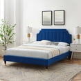 thumbnail image 1 of Modway Sienna Performance Velvet Queen Platform Bed in Navy, 1 of 10