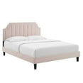 thumbnail image 1 of Modway Sienna Performance Velvet Queen Platform Bed in Pink, 1 of 10
