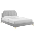 thumbnail image 1 of Modway Sienna Performance Velvet Twin Platform Bed in Light Gray, 1 of 10