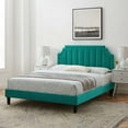thumbnail image 1 of Modway Sienna Performance Velvet Twin Platform Bed in Teal, 1 of 10