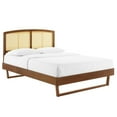 thumbnail image 1 of Modway Sierra Cane Rattan and Wood King Platform Bed with Angular Legs in Walnut, 1 of 7
