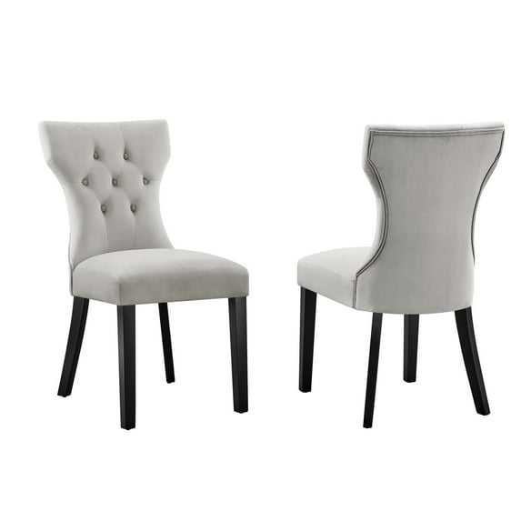 Modway Silhouette 20" Modern Fabric Dining Chairs in Black/Light Gray (Set of 2)