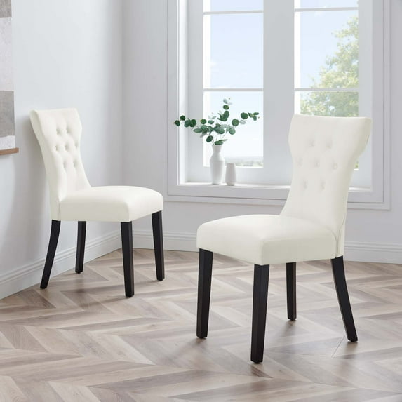 Modway Silhouette Performance Velvet Dining Chairs - Set of 2 in White
